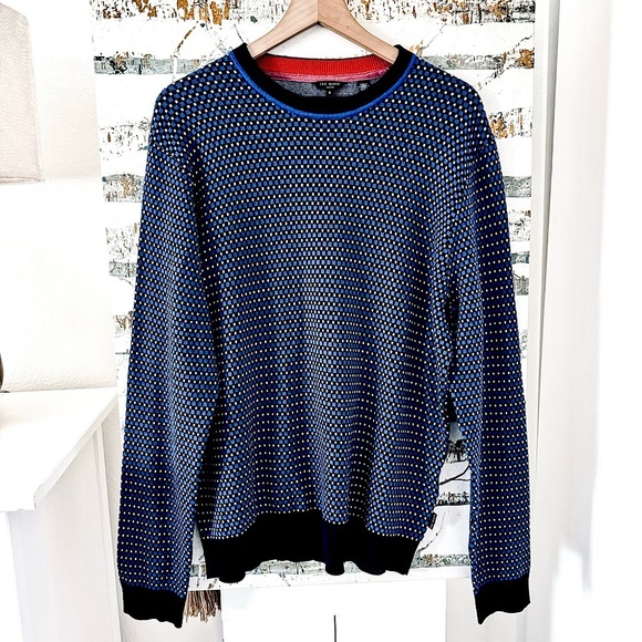 Ted Baker London Malttea Slim Fit Textured Crew Neck Wool Blend Sweater  Size XL - Picture 2 of 15